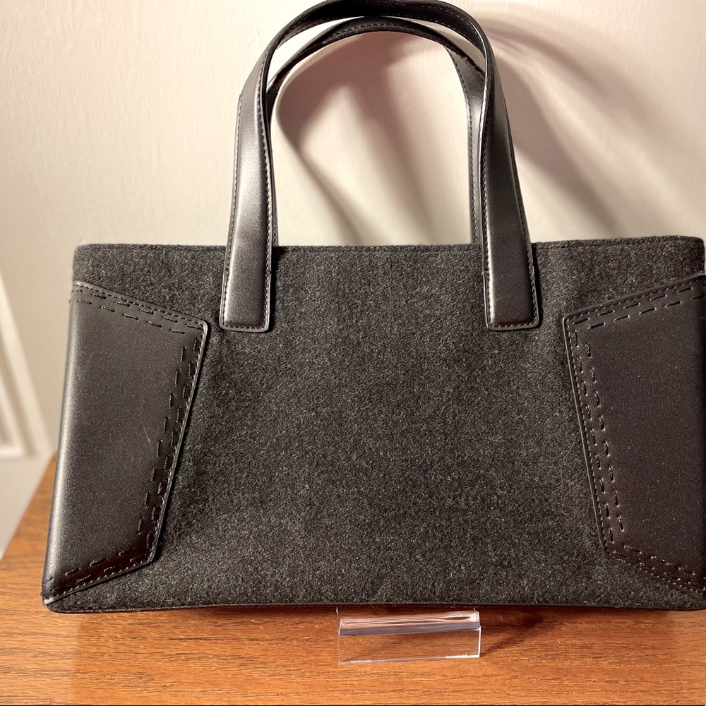Donna Karan DKNY City Grey wool w/black trim handbag. Gently used.